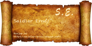 Seidler Ernő névjegykártya
